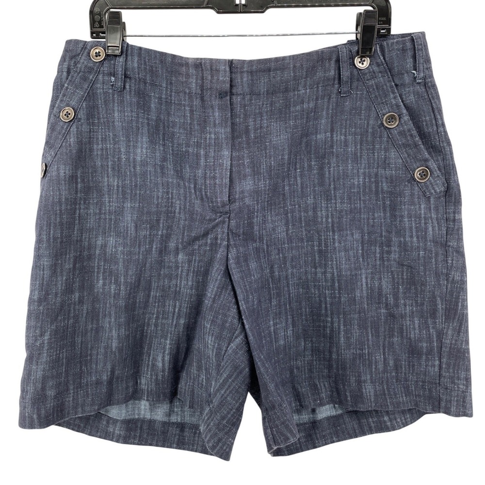 Sandro Woman Shorts Women 14W Blue Nautical Coastal Quiet Luxury Cotton Blend